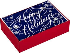 Christmas Cards Boxed with Envelopes, Happy Holidays (40 Blue Holiday Cards)