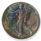 1988 GORGEOUS BLUE RED GOLD TONED 3rd YEAR ISSUE SILVER EAGLE - SEE PICTURES