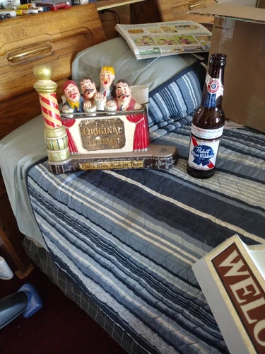 Vtg Pabst Blue Ribbon Beer Sign OLD Back Bar Chalk Plaster Barber shop w/ Bottle