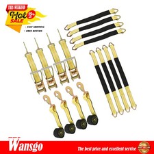 2 X 96 Ratchet Car Straps Car Tie Down Straps For Trailers With Nap Hooks New