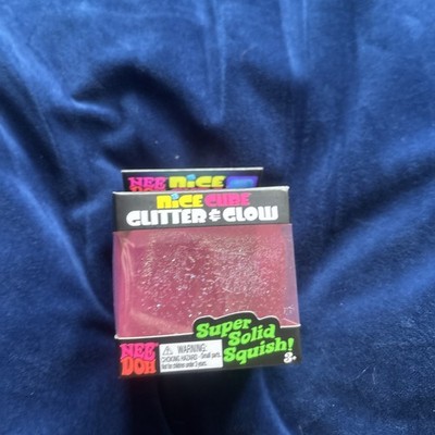 NeeDoh Nice Cube Glitter & Glow Pink Fidget Toy Super Solid Squish NEU