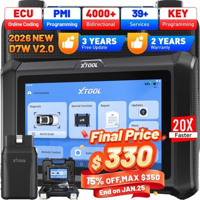 2026 XTOOL D7W Wireless OBD2 Scanner Car Full System Diagnostic Tool ECU Coding