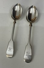 Vintage 2 HB&HS Silver Plate EPNSFiddle 17.5cm Dessert Spoons Cutlery Mono