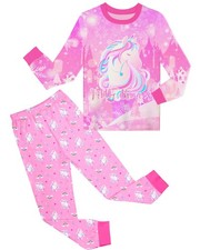 Sylfairy Girls Pajamas Set Sleepwear Rainbow Unicorn Pjs 5-6 Years, Pink