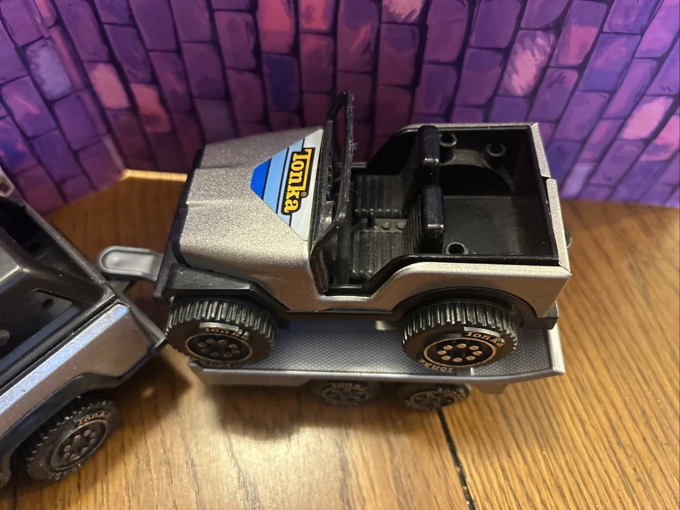 1979 Tonka Серебряный Грузовик Jeep Прицеп Комплект Литой Винтажный - Изображение 4 из 4