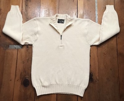 Barbour 1/2 Zip Wool Sweater Mens L Fisherman Knit Cozy Chunky Made In Scotland