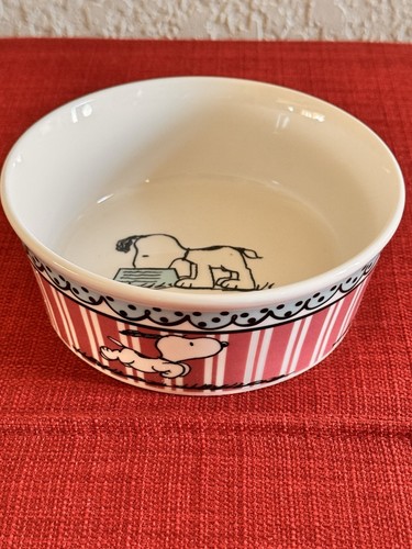 Peanuts Snoopy Gibson Stoneware Pet Bowl "Snoopy Pink Stripe" 5" Diameter