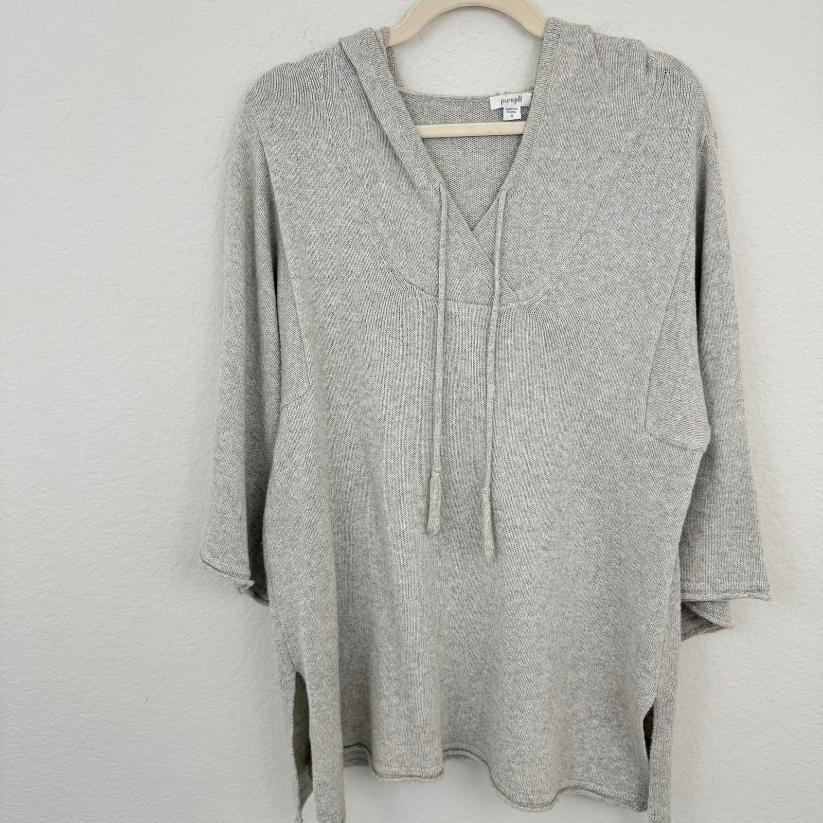 J Jill Womens Yak Wool Blend Hooded Sweater Size S in Gray