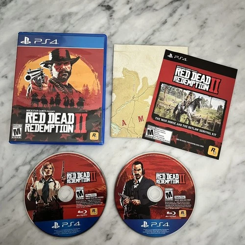 Red Dead Redemption II (Sony Playstation 4 PS4, 2018) with map ~ Fast, Free Ship