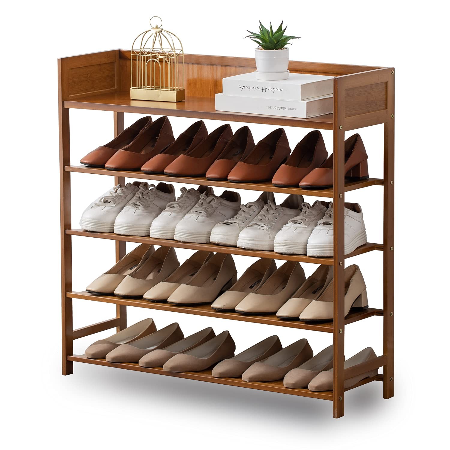 5-Tier Bamboo Shoe Rack Organizer for Entryway or Front Door Storage-image