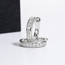 925 Sterling Silver MOISSANITE Huggie Hoop Earrings Round Cut 0.26 Carat D VVS1