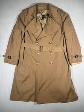 Vintage Christian Dior Paris Belted Trench Coat Mens 42L Tan Removable Wool Line