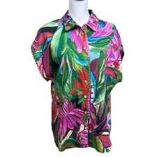 FARM Rio Jardin De Reve button up top, NWT, tropical, maximalism, art to wear