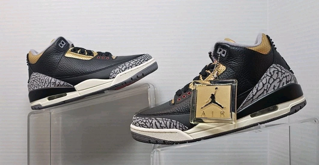 靴 NIKE AIR JORDAN 3 RETRO Black Gold Las mejores ofertas en Jordan 3 Retro Mid Black Gold W | eBay