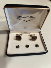 Swank Tuxedo Studs Set 3 Mother of Pearl Waistcoat Buttons  Cufflinks VINTAGE