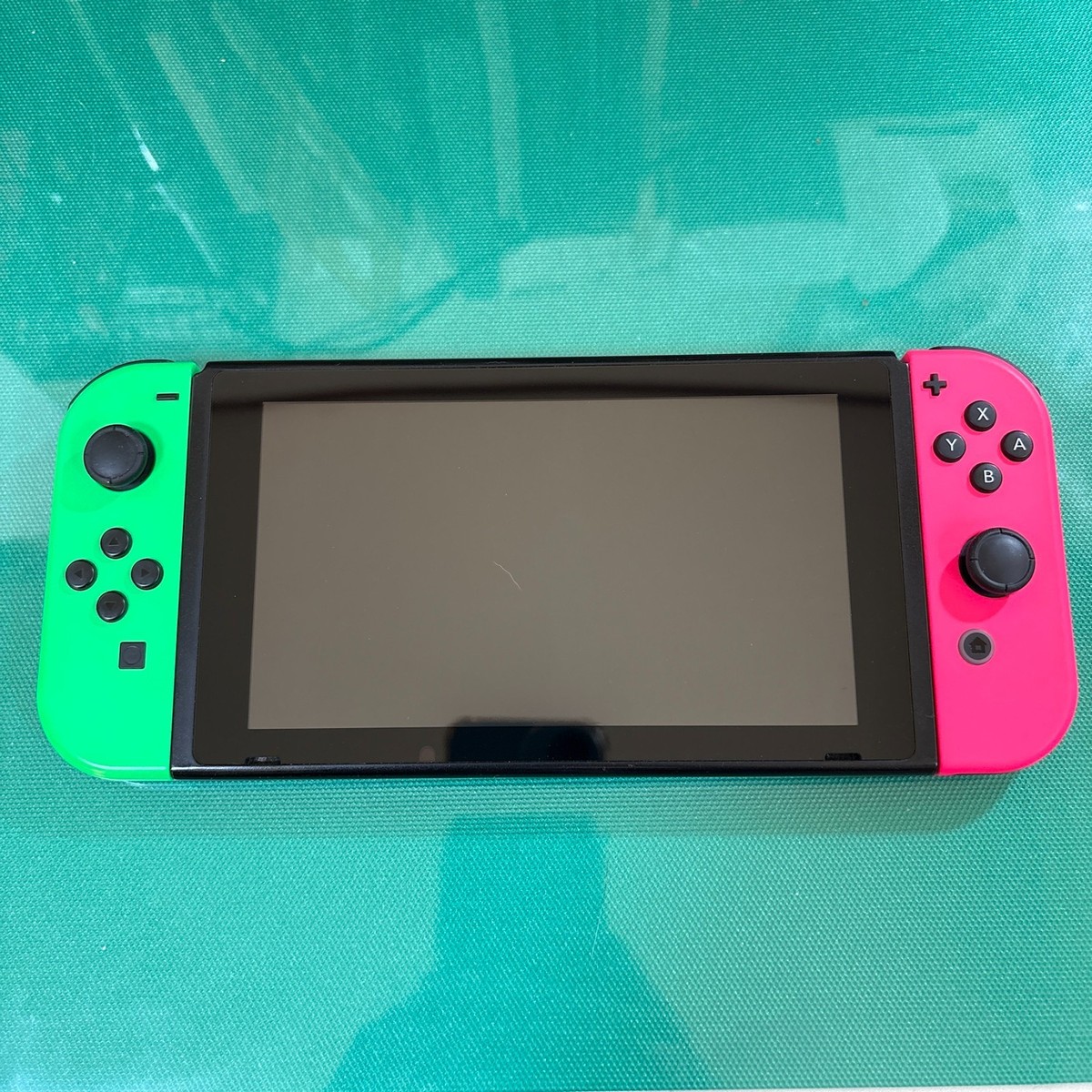 Nintendo Switch V1 UNPATCHED HAC-001 XAJ1 Neon Green Pink Full Set