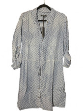 Max Jeans Women's Size XL, Button-up shirt dress, drawstring belt geometric blue