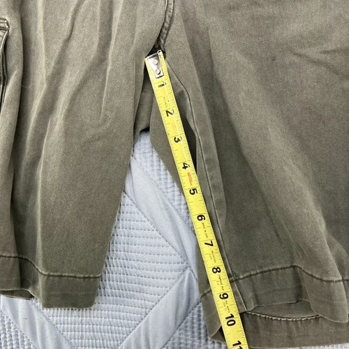 Vecchio pantaloncino uomo navy 31 verde cotone tela cargo piatto davanti vissuto - Foto 6 di 7