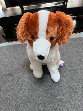 Realistic Medium-Sized Dog Plush Toy, Brown and White