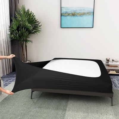 Boxspringbettbezug Queen Size Jersey Strick dehnbar Wickeloptik 4 Seiten Bett Neu