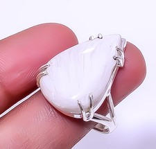 White Scolecite - India 925 Sterling Silver Solitaire Handmade Ring 11 R7919-359