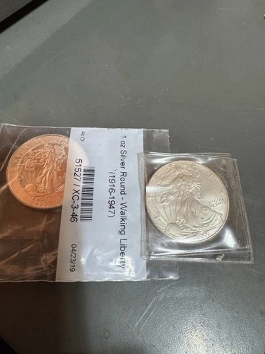 2 Oz  Silver Round .999 Fine in packaging walking liberty silver round