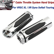 1" Chrome Handlebar Hand Grips Pair For Harley Touring Sportster Dyna Softail US