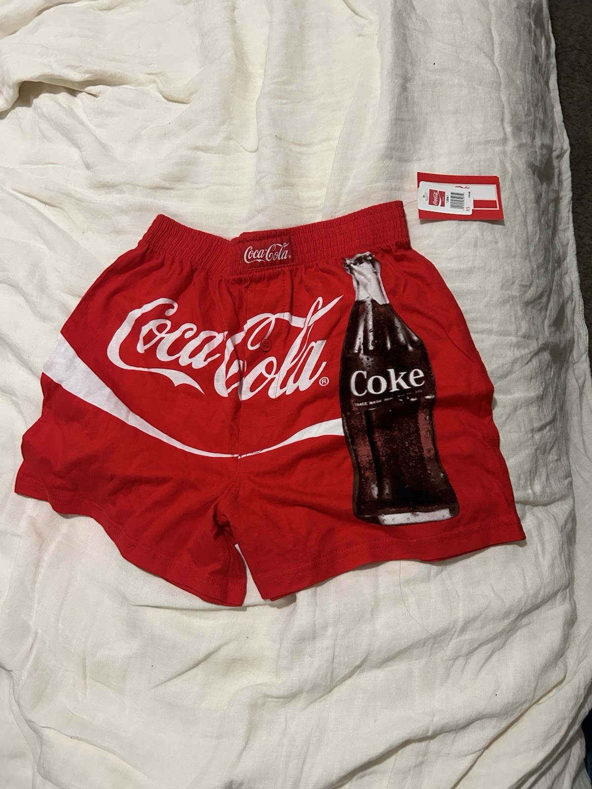 MENS COCA COLA RED BOXER SHORTS SIZE xs 28/30)