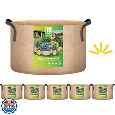 YSSOA 5-Pack 15 Gallon Grow Bags Heavy Duty Thickened Nonwoven Ae