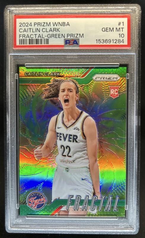 2024 Panini WNBA Prizm Caitlin Clark Fractal Green Rookie RC #1 Fever PSA 10