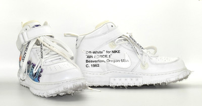 C6 Auth NIKE AIR FORCE 1 Mid X OFF-WHITE Graffiti Spikes Shoes DR0500-100 Size 8