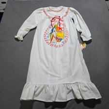 New Rainbow Brite Nightgown Kids Size S 7/8 White Vintage 1983 deadstock