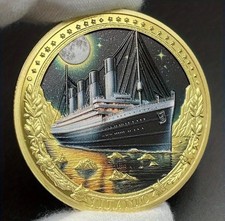 Titanic Coin Coloured With Facts. Collectable Commemorative Coin. Perfect Gift.