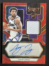 Colby Jones 2023-24 Panini Select Rookie Jersey Red Wave Auto RC #RJ-JNE