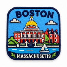 Boston Patch 3" Iron On Embroidered Massachusetts Travel Souvenir