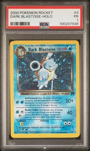 2000 POKEMON ROCKET #3 DARK BLASTOISE-HOLO PSA 1