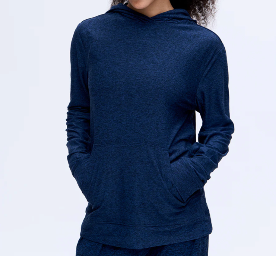 Outdoor Voices Cloudknit Hoodie Navy Blue Long Sleeve Super Soft Sweatshirt S