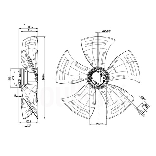 A3G450-AO02-03 240V 1.34A 163W Cooling Fan - Picture 3 of 4