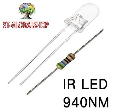 25 diodi led 5 mm infrarosso 940nm trasmettitore EMETTITORE IR LED RESISTENZE