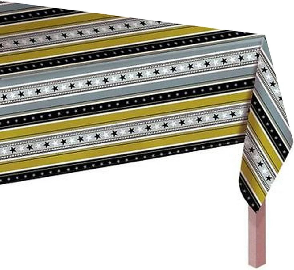 NAPPE Plastifiée Star Attraction 137 x 259cm Noir - Or - Argent - Blanc - Photo 1/1