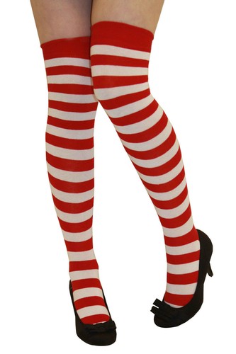 Stockings Red White Stripe Striped Long 