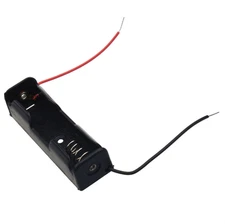 AA Size Power Battery Storage Case Black Plastic Box Holder With Leads