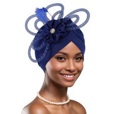 African Pleat Turban Cap Luxury Dinner Party Bonnets For Women Headwear Wedding