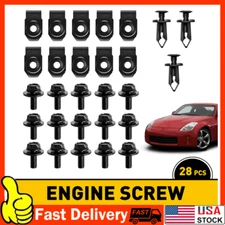 28pcs/Set Car Engine Splash Shield Body Bolts Screw Nut Fender Bumper Clip Rivet