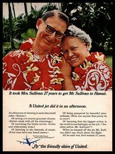 1966 United Airlines 27 Year Overdue Hawaiian Vacation Shirts Vintage Print Ad