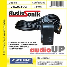 Microfono per autoradio ALPINE Bluetooth vivavoce jack 3,5 mm cavo 4,5 mt