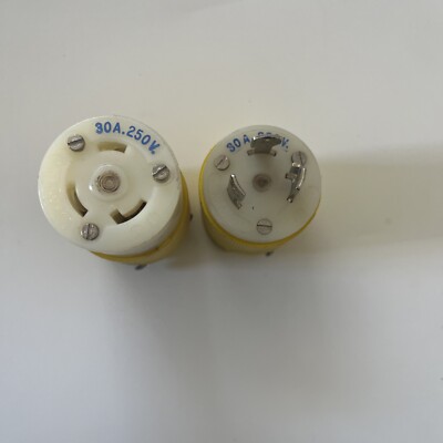 Hubbell Twist Turn Locking Connector Plug 231A 30A 250V yellow female and male