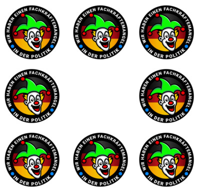 8-200x Einkaufswagen Sticker 4cm Papier-Aufkleber Wir haben einen Fachkräftemang