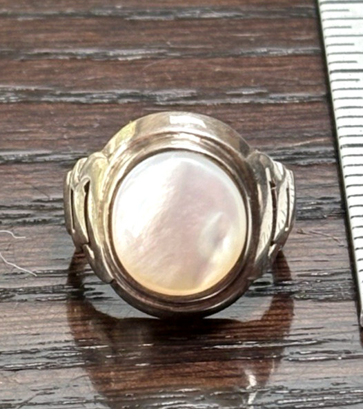 Vintage Stars & Stripes Co 925 Sterling Silver Mother-of-Pearl Ring Size 6