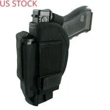 US Tactical Belt Pistol Gun Holster with Mag Pouch Right Hand Fit Medium Handgun